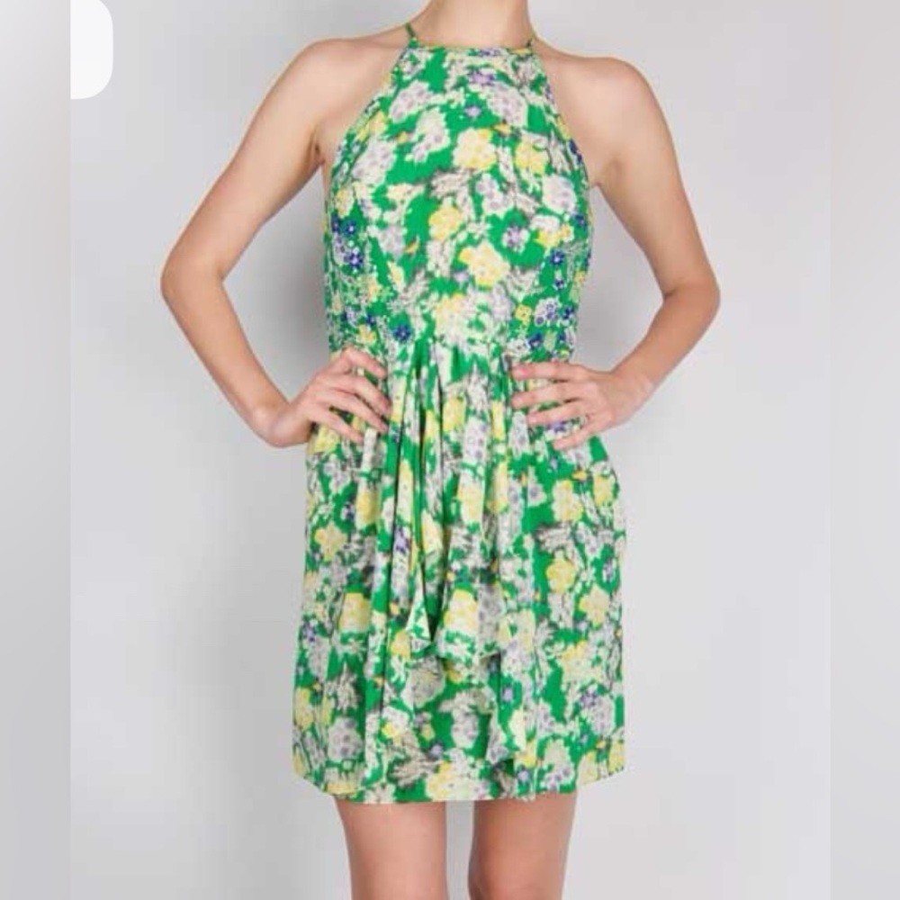 Rebecca Taylor Green Floral Midi Dress